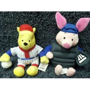   Plush Baseball Pooh Bear and Baseball Umpire Piglet Doll: Toys & Games