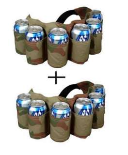 Lot of 2 Camouflage Six Pack Beer&Soda Can Holster Belt  