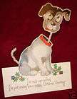 DOG Christmas Greeting Vintage CARD Moves & Stands up