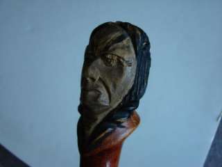 early 1900s Dartmouth College carved indian head cane  