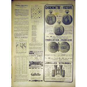   Advert Watch Medal French Chess Binoculars France 1917
