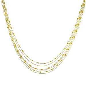 18 Karat Gold over Silver Multi strand Bead Station Necklace (18 Inch)