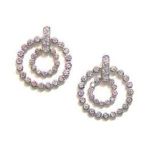   Me Jewels Sterling Silver Double Pave CZ Circle Post Earrings: Jewelry