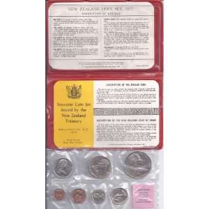  1975 NEW ZEALAND 7 COIN MINT SET with folder Everything 