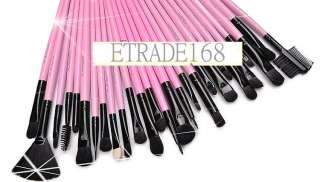 32 Pink Makeup Brush Brushes Goat hair Shadow MINERAL Cosmetic Pouch 
