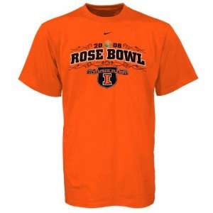   Fighting Illini Orange 2008 Rose Bowl Bound T shirt