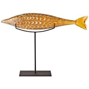   Hand Crafted Artisan Glass Scale Fish with Stand
