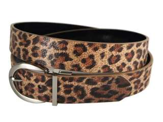 New Ladies Fashion Leopard Animal Print Leather Belt Tan Red Black M/L 