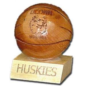   UConn Huskies Laser Engraved Wood Basketball