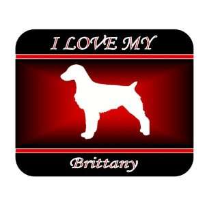  I Love My Brittany Dog Mouse Pad   Red Design 