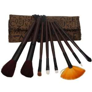 8pcs Professional Cosmetic Makeup Brush Set with Letter Bag Brown 21a