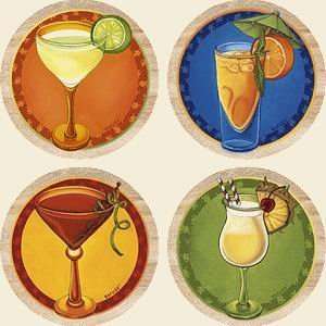  Set of Four Tropical Cocktails Coasters