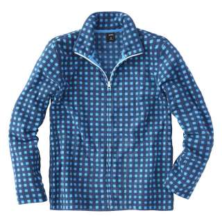 Vancl Mini Checks Print Polar Fleece Jacket (Mens)Blue#151516  