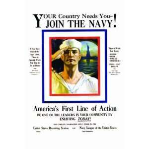   Your country needs you   join the Navy 24X36 Canvas