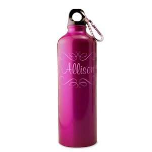    Swirly Personalized Pink Aluminum Water Bottle 