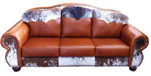 Remington Sofa Leather & Cowhide Yoke Design NEW  