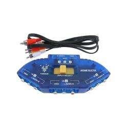 foot Blue/ Black 3 to 1 Composite AV signal Switch with RCA Cable 