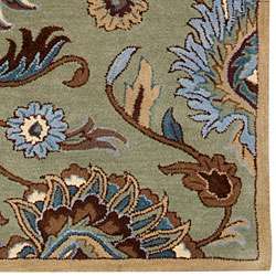 Hand tufted Floral Green Wool Rug (3 x 5)  Overstock