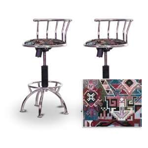  Southwest Tapestry Seat Chrome Adjustable Specialty / Custom Barstools