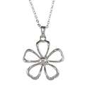 Sterling Silver Satin Finish Flower Necklace  