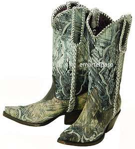   Charlie 1 Horse) Black Brush Calf Cowboy Boots Womens 6 B $300  