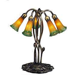 Tiffany style Lily Amber/ Green Lamp  Overstock