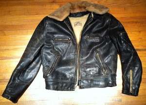 Vintage 50s Horsehide Leather ? BIKER Motorcycle Bomber Jacket  
