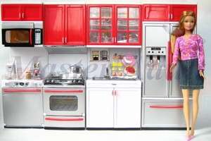 Huge Deluxe Kitchen Cabinet Set for Barbie 40+ pcs with sound 