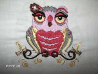 OWL SET OF 2 HAND TOWELS EMBROIDERED U PICK PATTERN  