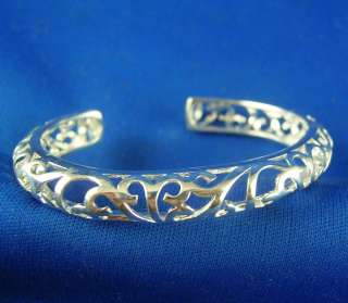 Nice silver polish hollowing tracery Cuff Bracelet Z004  
