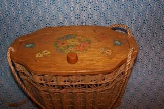 Vintage Cute Wicker Wooden Basket Purse  