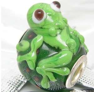   Frog Murano Glass lampwork bead fit European charm bracelet  