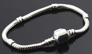   plated snake chain European charm beaded bracelet Plain Clasp 16  23cm