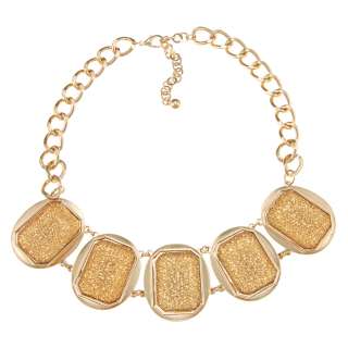 Nexte Jewelry Goldtone Champagne Sparkle Beaded Bib Necklace 