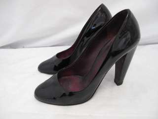 Miu Miu Black Patent Leather Thick Heel Pumps 37  