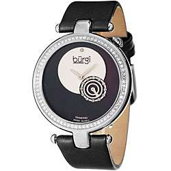 Burgi Womens Diamond Round Black Watch  Overstock