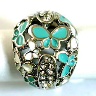 r9018 Size 8 Bridal Blue Butterfly Diamante Gemstone Ring CZ Jewelry 