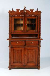 Original Painted Antique Lithuanian Folkart Cupboard Cabinet Circa 