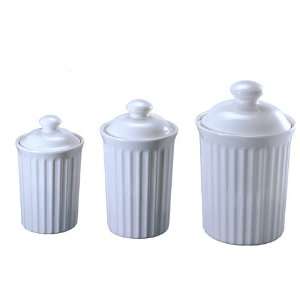  White Canister with Lid Set of 3