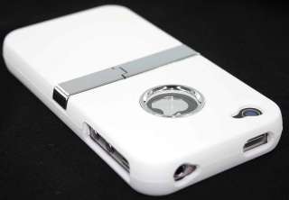 DELUXE iPhone 4S White Hard Rubberized Case w/ Stand 4 4G  