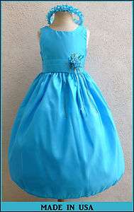 JM NEW TURQUOISE BLUE CHILDREN FLOWER GIRL DRESS SIZE S M L XL 2 4 6 8 
