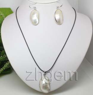 set huge natural shell pendant necklace earrings chain  