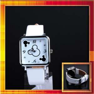  1pcs Mickey Pattern Square Dial Cute White Adjustable 