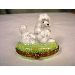 Limoges Hand painted French Poodle Keepsake Box  Overstock
