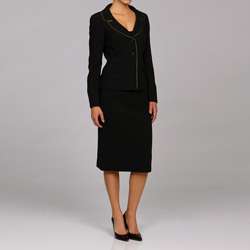 Evan Picone Womens Novelty Piped Crepe Jacket Skirt Suit  Overstock 