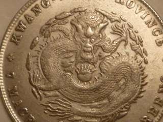 China Kwangtung Province Dollar, 1890 7 MACE 2 CANDAREENS SILVER 