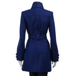 Giacca Womens Asymmetrical Button Wool Wrap Coat  