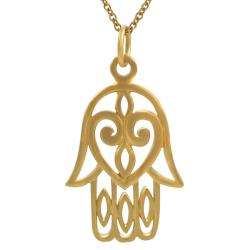Sterling Silver Vermeil style Hamsa Hand Necklace  