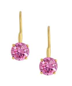 Icz Stonez 18k Gold over Sterling Silver Pink CZ Earrings   