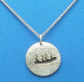 River Rafting Kokopelli necklace, petroglyph, Sterling  